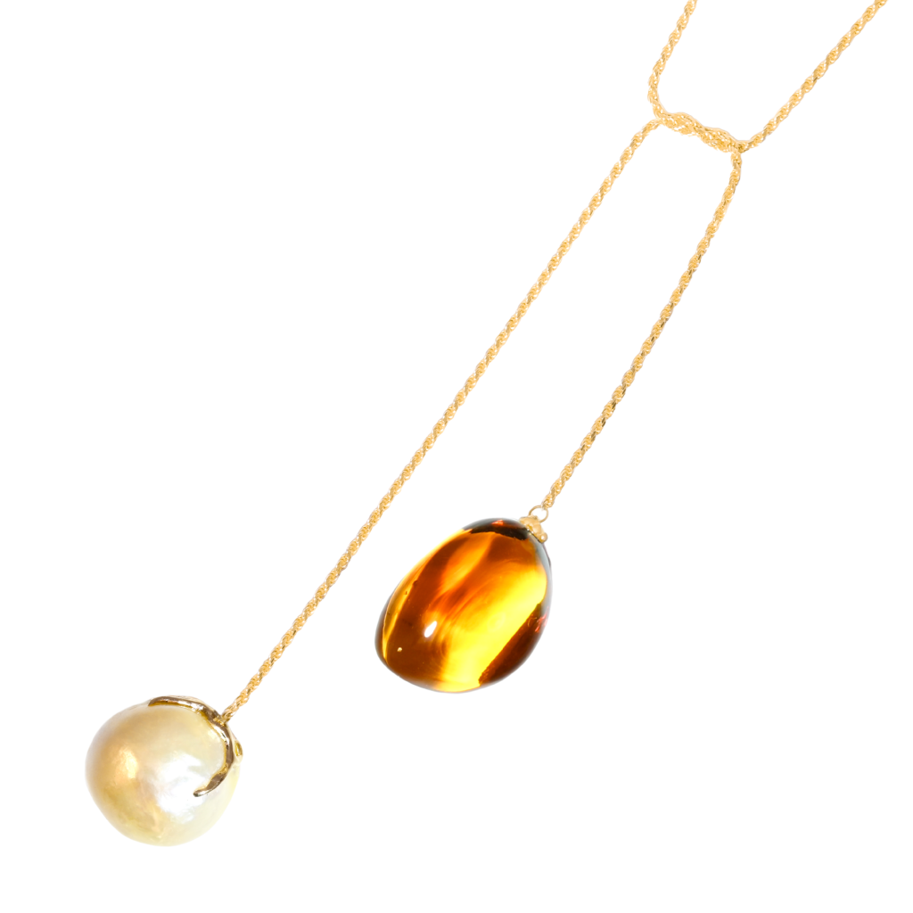 Baroque Pearl and Golden Citrine Necklace