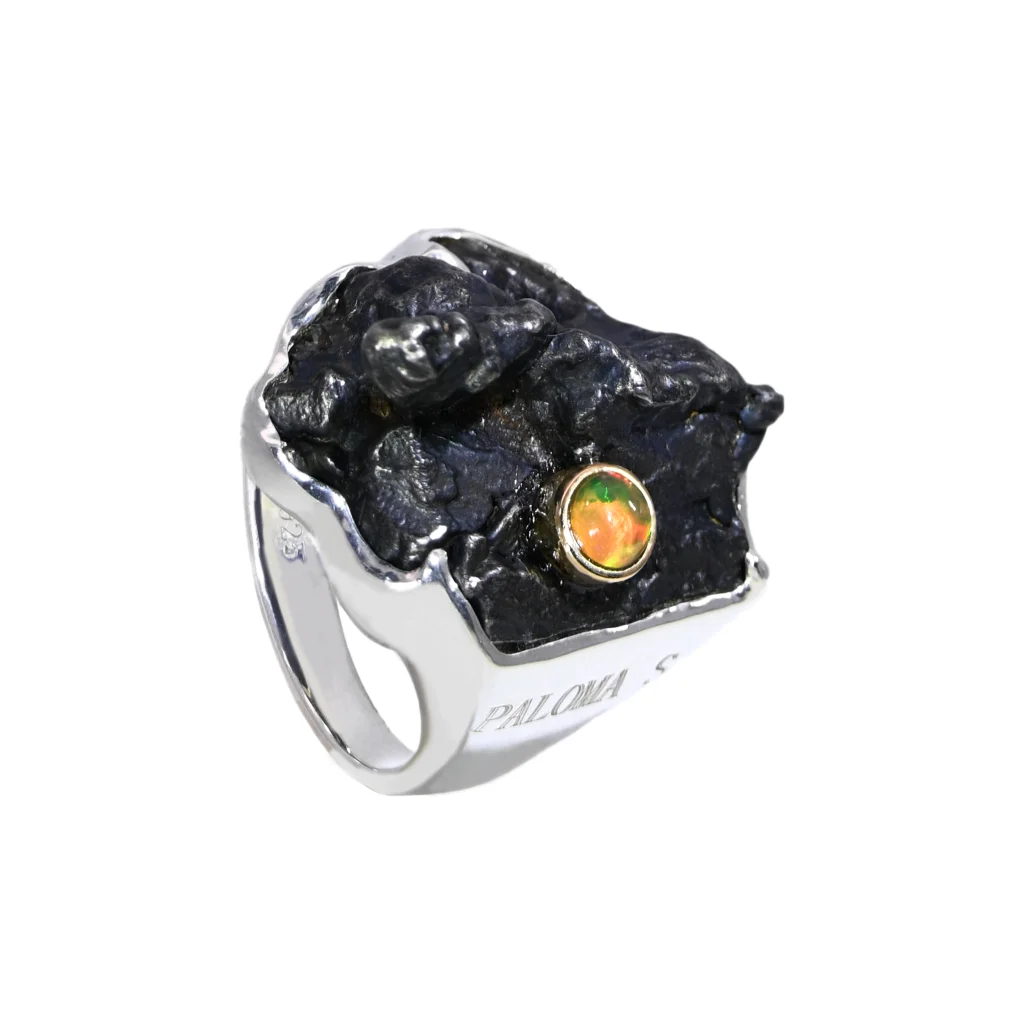 Meteorite and Opal Ring