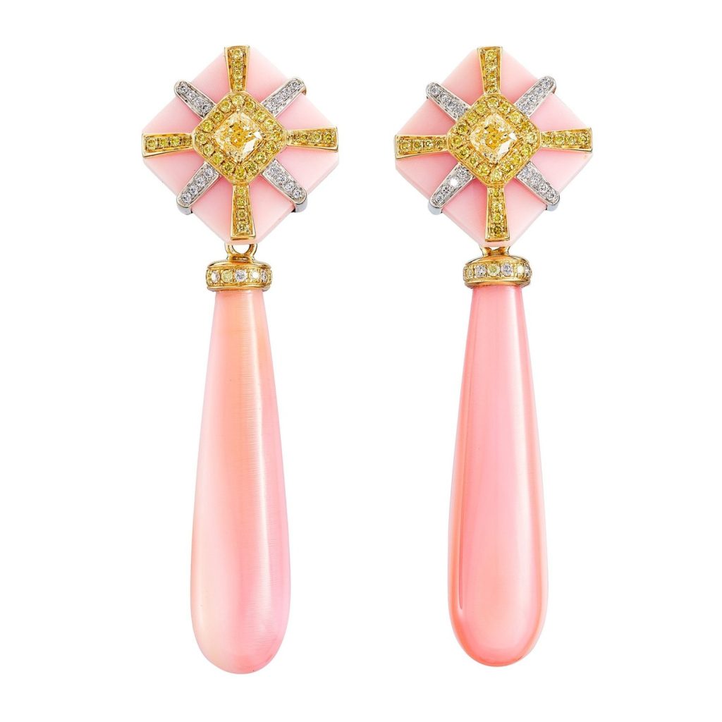 Conch Shell and Diamonds Earrings