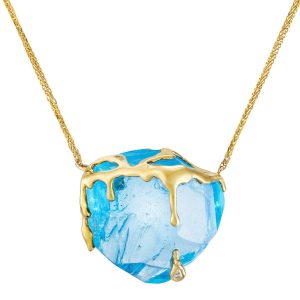 Blue Topaz and Diamond Necklace